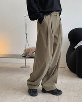 Women Retro High Waist Wide Leg Casual Pants